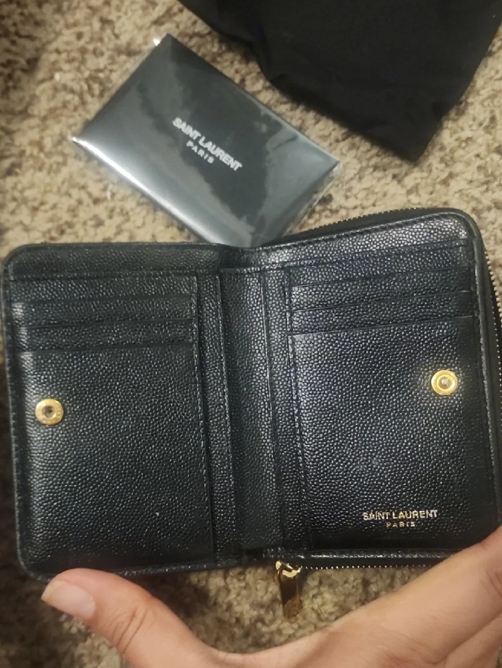 Yves Saint Laurent Black Quilted Leather Card Wallet with Gold YSL Emblem - Picture 4 of 5